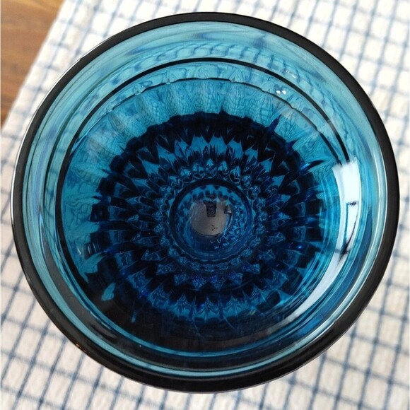 vintage MCM Teal glass covered compote Hanukkah Gift Idea Christmas gift Idea - Picture 5 of 5